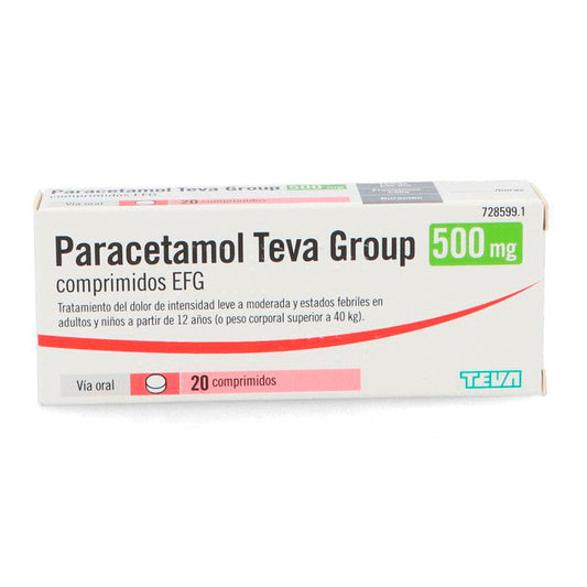 Paracetamol Teva Group 500 mg, 20 comprimidos