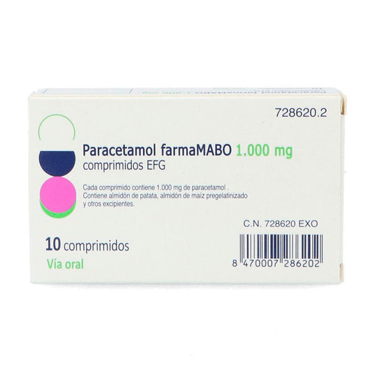 Paracetamol Mabo 1 gr comprimidos Efg, 10 comprimidos