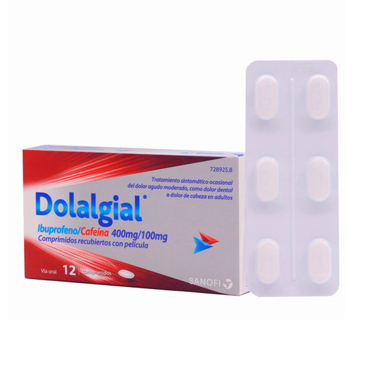 Dolalgial Ibuprofeno/Cafeina 400 mg/100 mg, 12 comprimidos Recubiertos