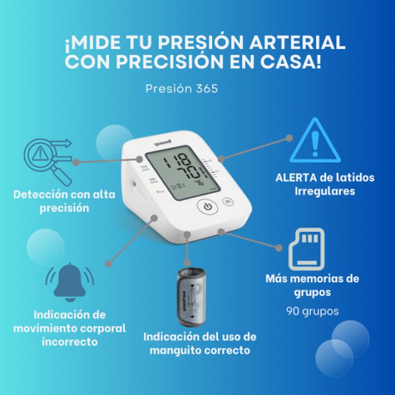 Mobiclinic Tensiómetro Digital Automático Con Memoria, Brazo, YE660D Blanco, 1 unidad