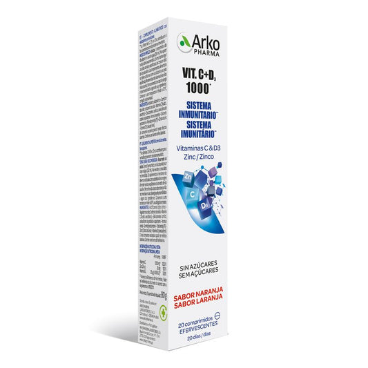 Vitamina C&D3 1000mg + Zinc Efervescente 20 Comprimidos - Arkopharma