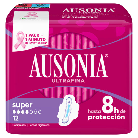 Ausonia Ultrafina Super Compresas Con Alas , 12 unidades