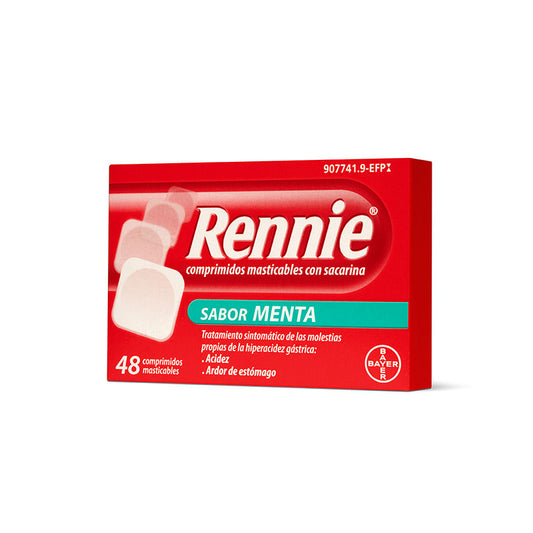 Rennie 48 Comprimidos Masticables con Sacarina Menta