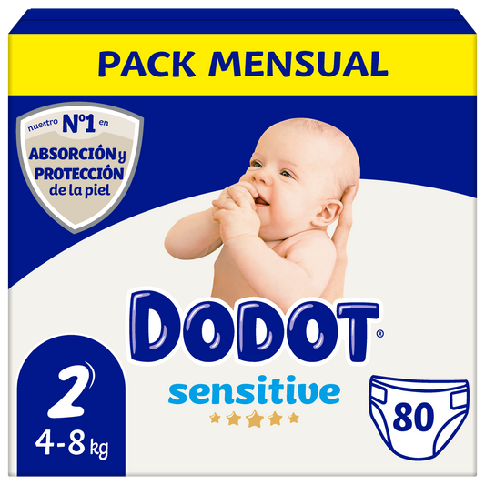 Dodot Sensitive Recién Nacido Box Talla 2, 80 Unidades