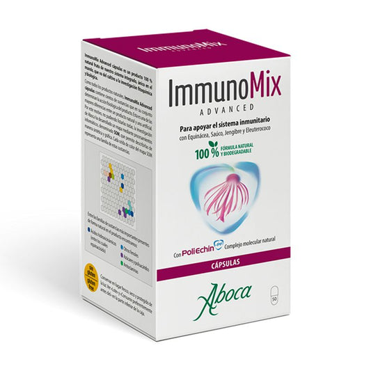 Aboca Immunomix Advanced Sistema Inmunitario, Fórmula Natural, Equinácea, Saúco, Jengibre Y Eleuterococo, 50 capsulas