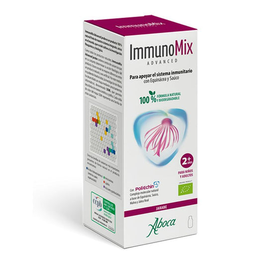 Aboca Immunomix Advanced Jarabe Sistema Inmunitario, Adultos Y Niños, Fórmula Natural, Malva, Saúco Y Miel, 210 g