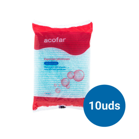 Acofar Pack Esponja Enjabonada Desechable, 24 esponjas x 10 bolsas