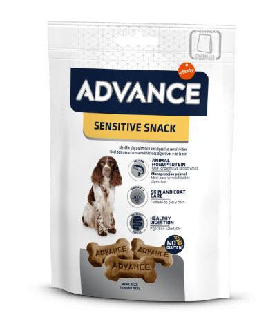 Advance Canine Sensitive Snack Caja, 7 x 150 g, snack para perros