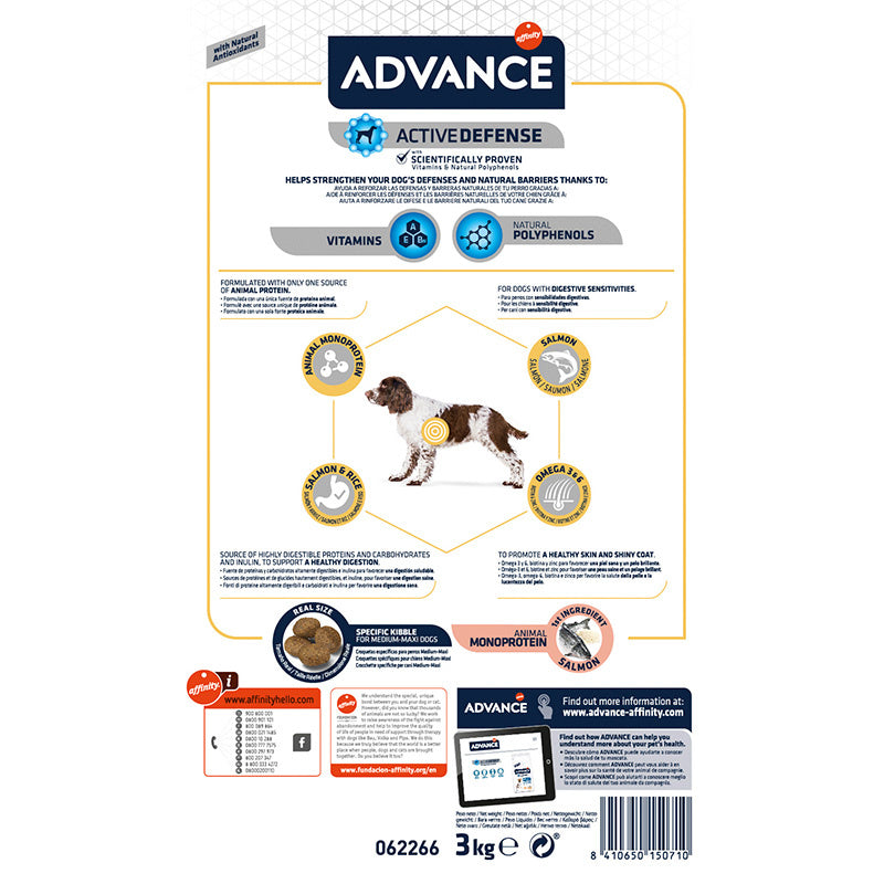 Advance Canine Adult Sensitive Salmon Arroz 3Kg, pienso para perros