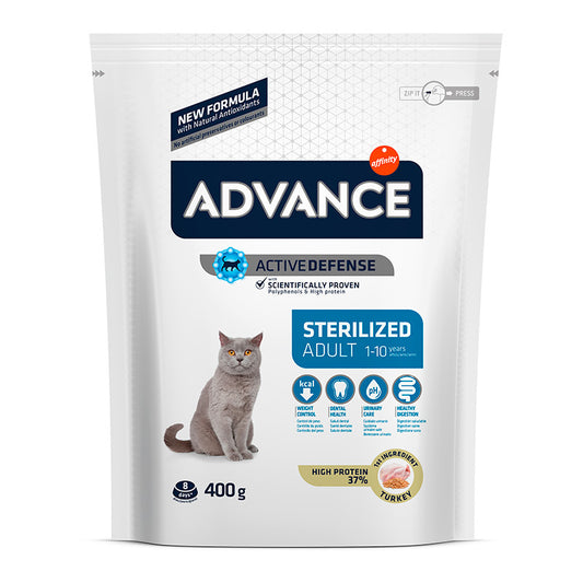 Advance Feline Adult Esterilizado Pavo 400Gr, pienso para gatos