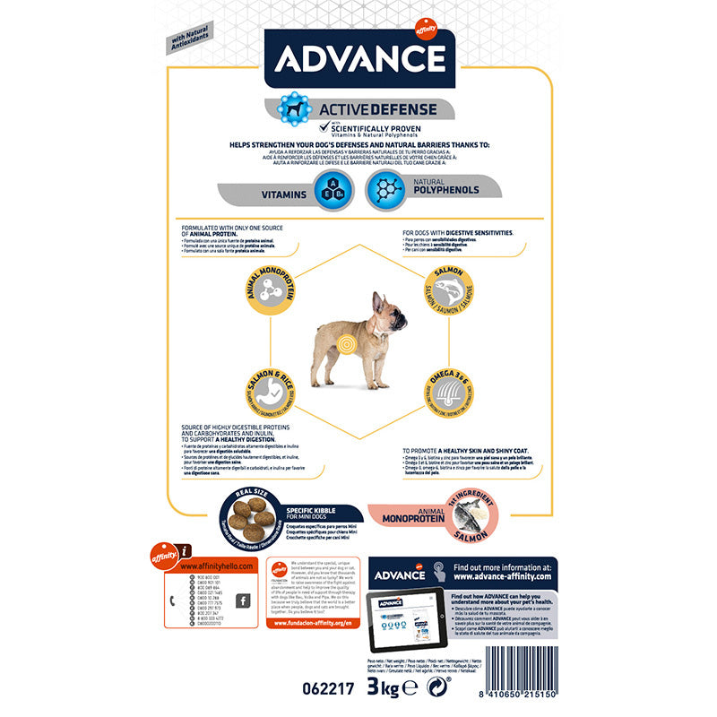 Advance Canine Adult Sensitive Mini Salmon 3Kg, pienso para perros