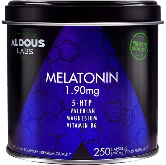 Aldous Labs Melatonina con 5Htp, Magnesio, Valeriana y Vitamina B6