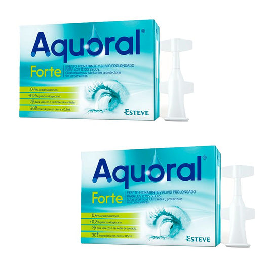 Aquoral Pack Forte Gotas Oftálmicas Lubricantes, 2 x 30 Monodosis