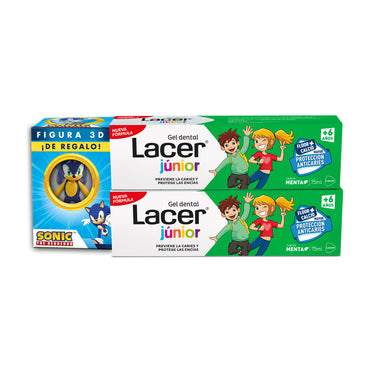 Lacer Duplo Gel Junior Menta 75 Ml + Figura Sonic De Regalo