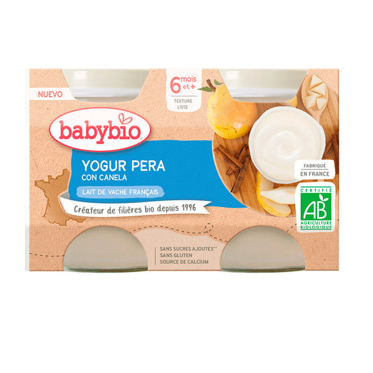 Babybio Yogur Pera Vaca, 2X130 gr
