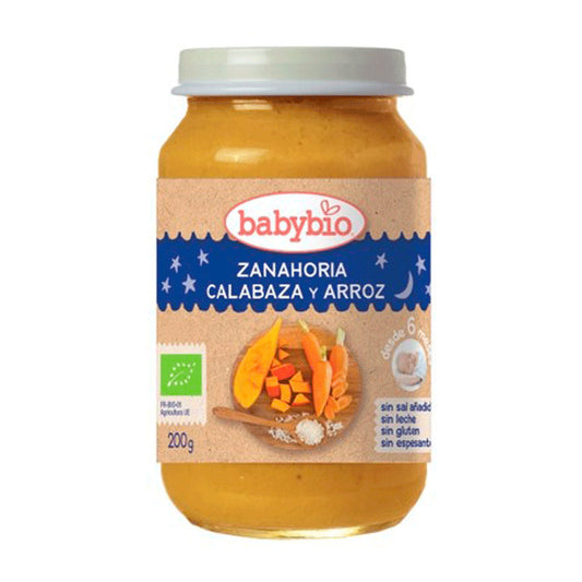 Babybio Buenas Noches Zanahoria-Calabaza-Arroz, 200 gr