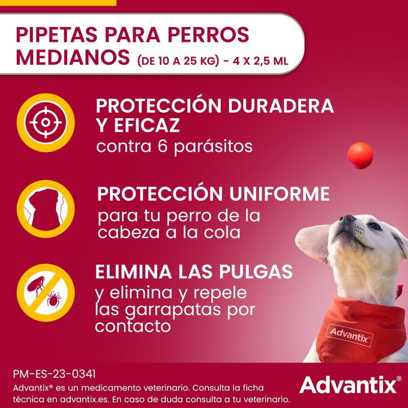 Advantix Pipetas Antiparasitarias Para Perros De 10 a 25 Kg 4Unidades x 2.5 ml