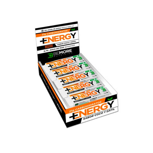 Bemore Nutrición Barrita Energética+ Energy Sabor Coco y Dátil Caja 18 unidades
