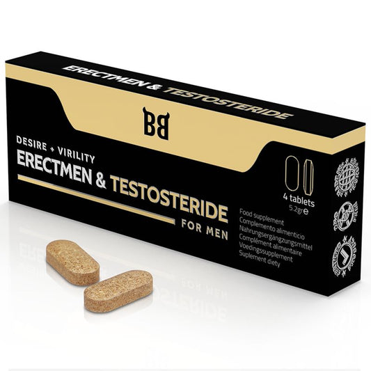 Blackbull By Spartan Erectmen & Testosteride Potencia Y Testosterona Para Hombre 4 Cápsulas 