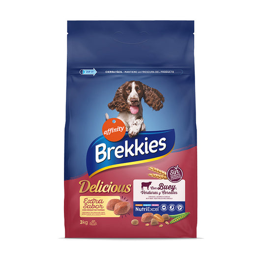 Brekkies Canine Adult Delicious Ternera, 3 kg, pienso para perros