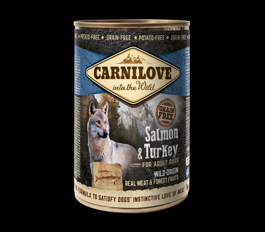 Carnilove Canine Adult Salmon Pavo Caja 6X400Gr, comida húmeda para perros
