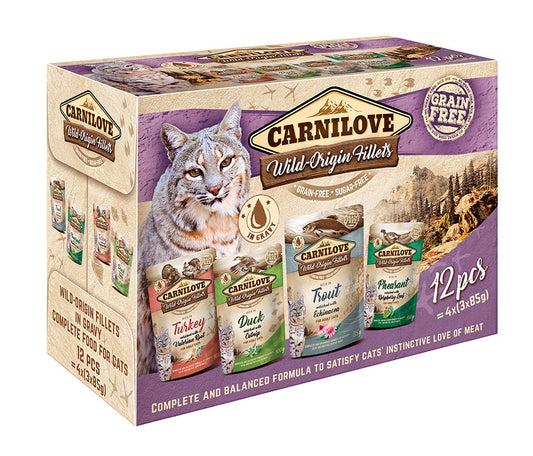 Carnilove Cat Pouch Multipack 12X85G, comida húmeda para gatos