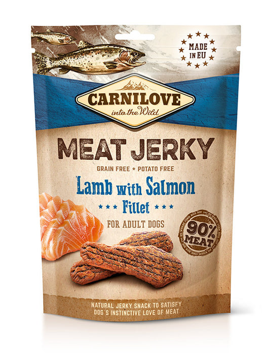 Carnilove Jerky Cordero Y Salmon Filetes 12X100Gr snack para perros