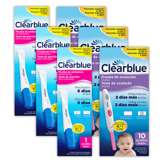 Pack 3 Clearblue Pack Early Test Embarazo Analógico 3 Pruebas + Clearblue Test Ovulación 30 Varillas