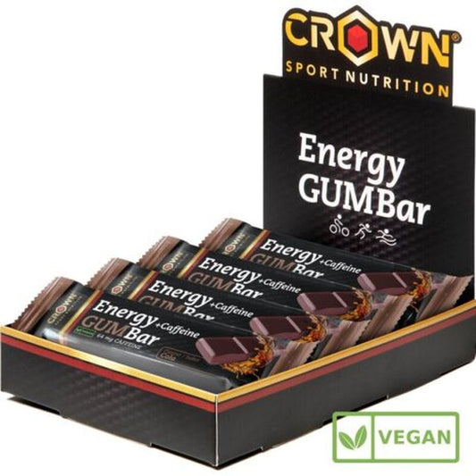 Crown Sport Nutrition Energy Gum Bar Cola + Cafeína , 12 x 30  gr