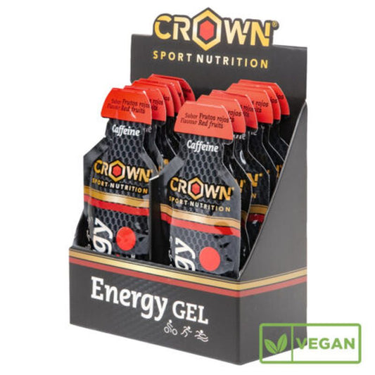 Crown Sport Nutrition Energy Gel Frutos Rojos + Cafeína , 12 x 40 gr