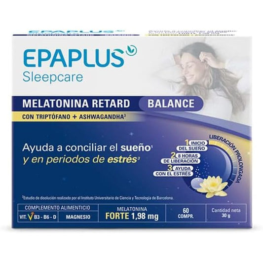 Epaplus Epaplus Sleepcare Melatonina Retard Balance Con Triptófano 60 comprimidos.