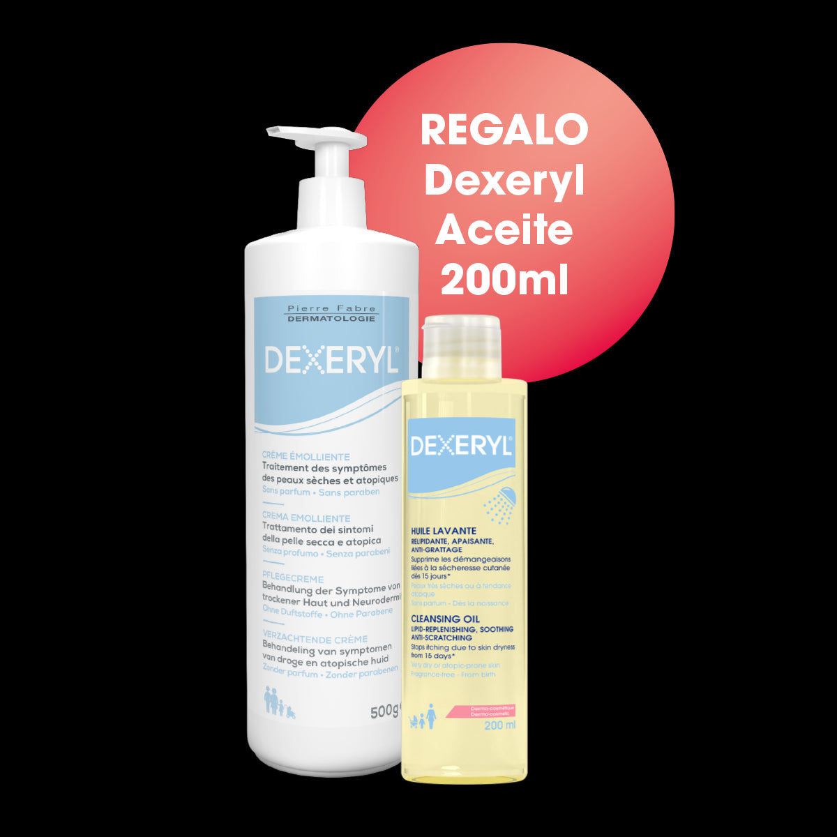 Dexeryl Kit Crema Emoliente 500 G + Dexeryl Aceite Limpiador, 200 Ml