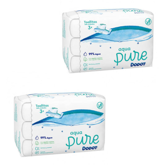 Dodot Pack 2 X Aqua Pure Toallitas Para Bebé 3 Paquetes, 144 Toallitas