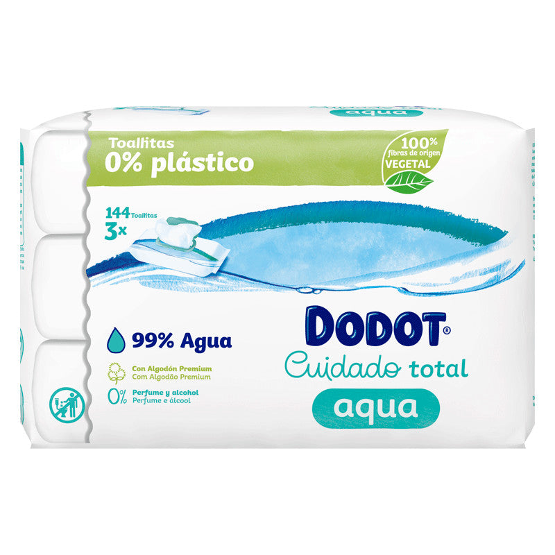 Dodot Toallitas Aqua Plastic Free 3x48, 144 Unidades