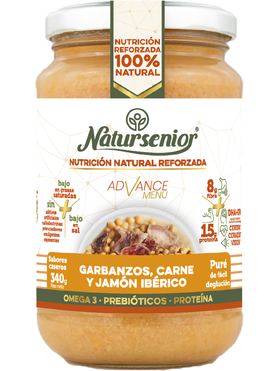 Natursenior Puré Adultos Garbanzos Con Carne Y Jamón Ibérico Con Omega 3 Dha+Epa, Prebióticos Y Proteínas. , 340 gr