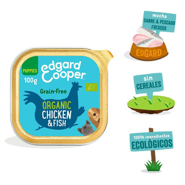 Edgar & Cooper Comida Húmeda Para Cachorros 17x100g Pollo Y Pescado Orgánicos, Zanahoria Y Guisantes Orgánicos