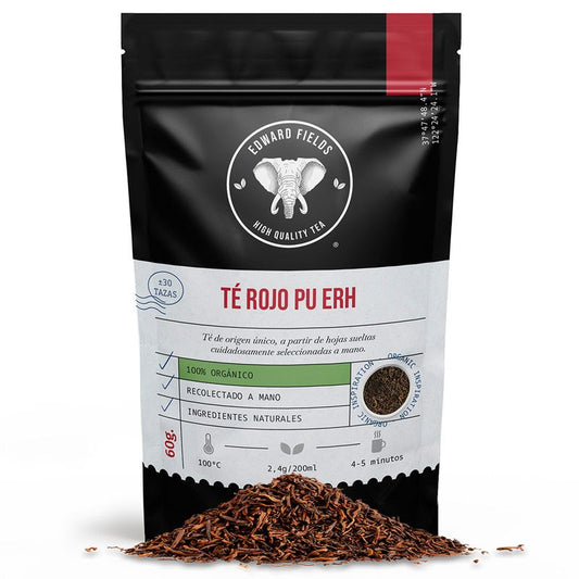 Edward Fields Tea Té Rojo Pu Erh  Ecológico A Granel 30 Tazas , 60 gr