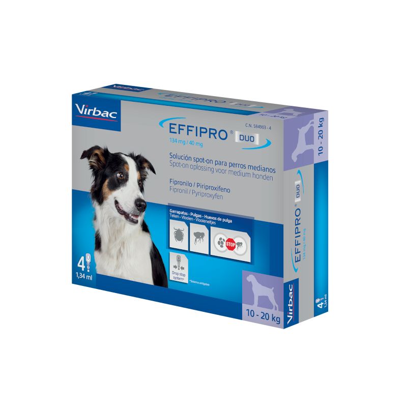 Effipro Duo Spot-On Perro Mediano 10-20Kg, 4 Pipetas