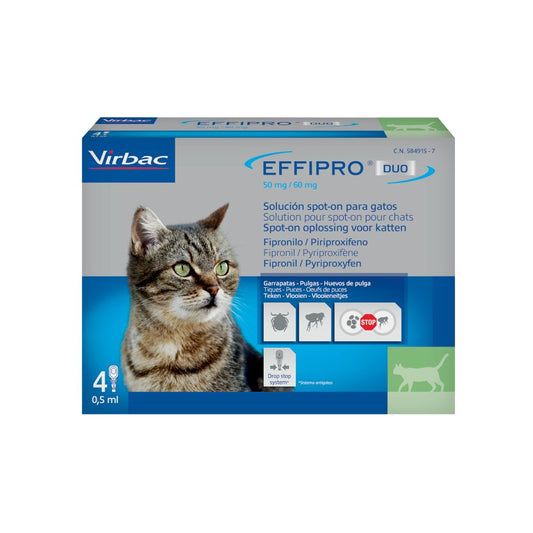 Effipro Duo Spot-On Gatos, 4 Pipetas