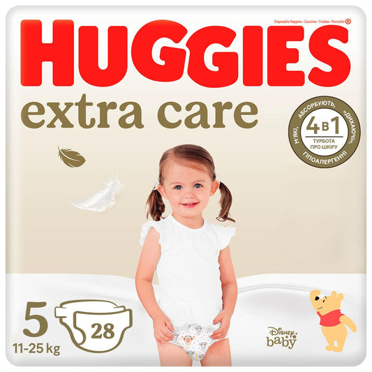 Huggies Extra Care Pañal Para Bebé Recién Nacido Talla 5 (11-25Kg) , 28 unidades