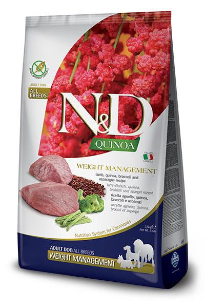 Farmina N&D Dog Quinoa Weight Management Cordero 2,5Kg, pienso para perros