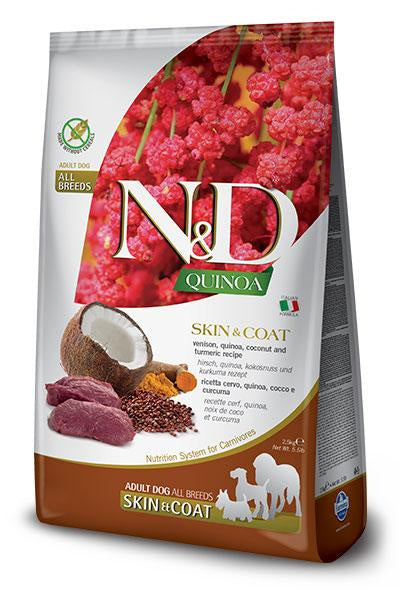 Farmina N&D Dog Quinoa Skin Coat Venado 2,5Kg, pienso para perros