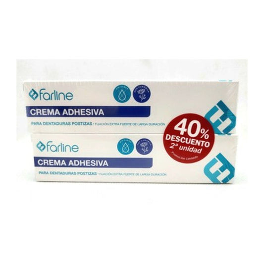 Farline Crema Adhesiva Extrafuerte, 2 unidades x 40 g 