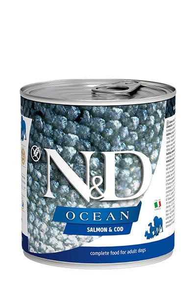 Farmina N&D Dog Ocean Salmon Bacalao Caja 6X285Gr, comida húmeda para perros