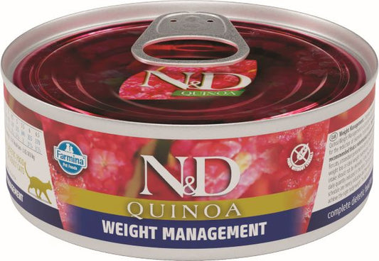 Farmina N&D Cat Quinoa Weight Management Caja 24X80Gr, comida húmeda para gatos