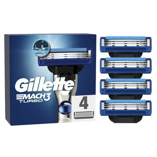 Gillette Mach3 Turbo Recambios Para Maquinillas De Afeitar Para Hombre , 4 unidades