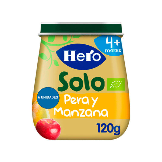 Hero Baby Solo Tarrito Pera Y Manzana 6x120 Gr, +4 Meses