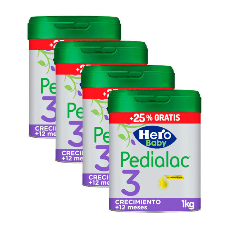 Pack 4 X Hero Baby Pedialac 3 Leche 800 gr+ 25%