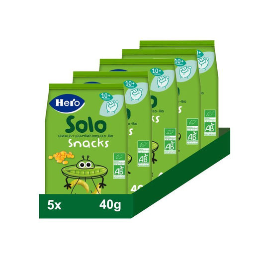 Hero Baby Pack Snacks Solo Guisantes Y Maíz, 5 X 40 gr