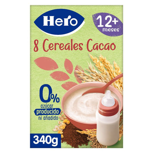 Hero Baby Papilla De Cereales  8 Cereales Con Cacao 340G
